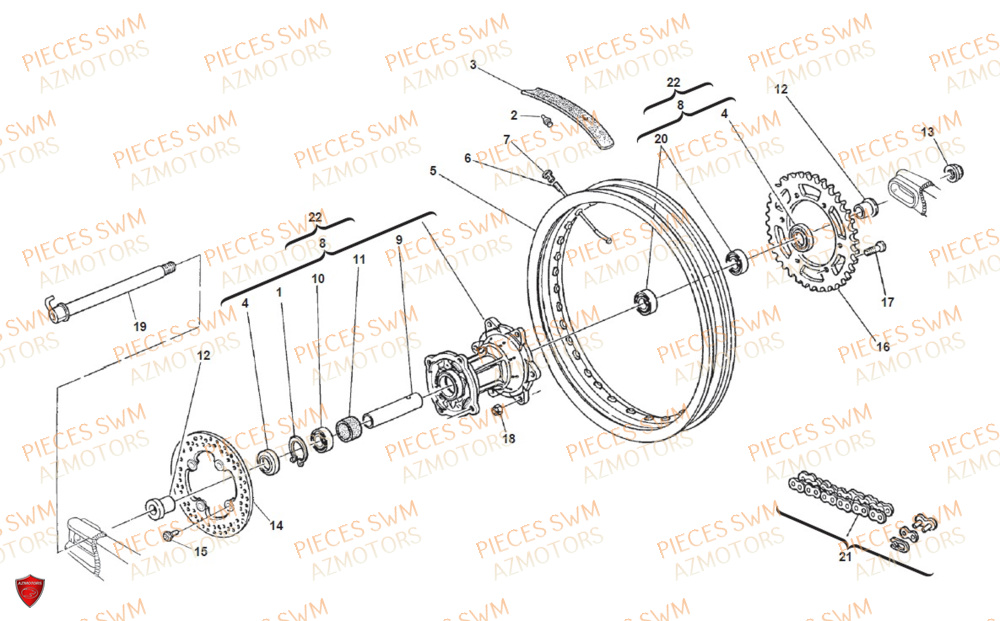 Roue Arriere SWM Pieces SWM ENDURO RS 650R FACELIFT 2016