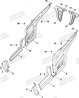 Carrosserie Laterale HSUN Pièces Quad HSUN RS8R/RS8 2013--> - 800cc 4x4 EFI 
