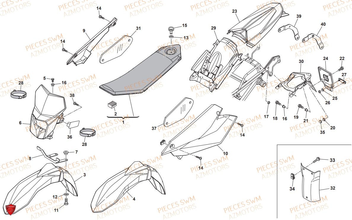 Carenages SWM Pieces SWM Origine RS 125R ENDURO E4(2019)
