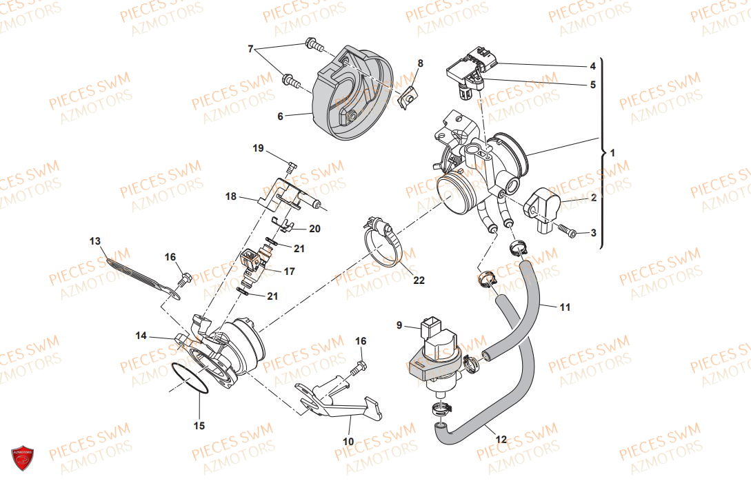 Corps Papillon SWM Pieces SWM Origine RS 125R ENDURO E4(2019)
