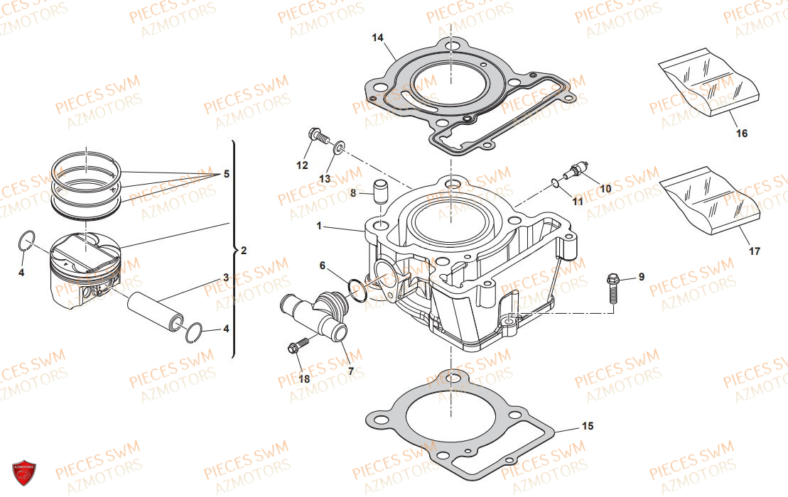 Cylindre SWM Pieces SWM Origine RS 125R ENDURO E4(2019)
