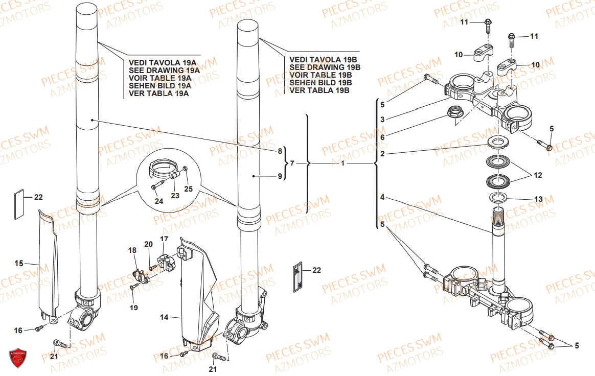 Fourche SWM Pieces SWM Origine RS 125R ENDURO E4(2019)
