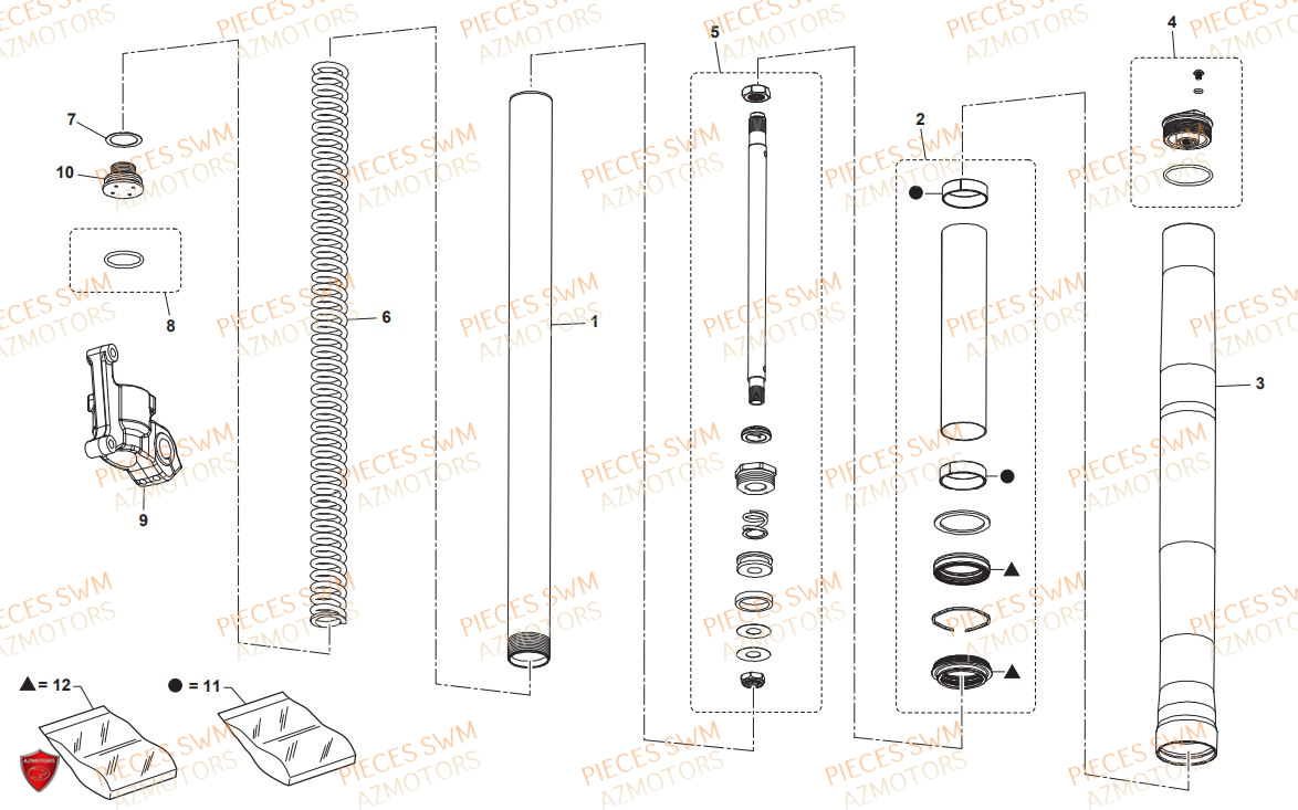 Fourche Gauche SWM Pieces SWM Origine RS 125R ENDURO E4(2019)
