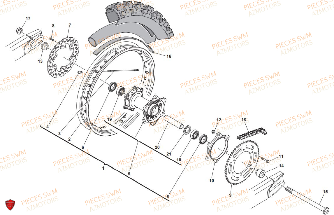 ROUE ARRIERE SWM RS 125 ENDURO 2019