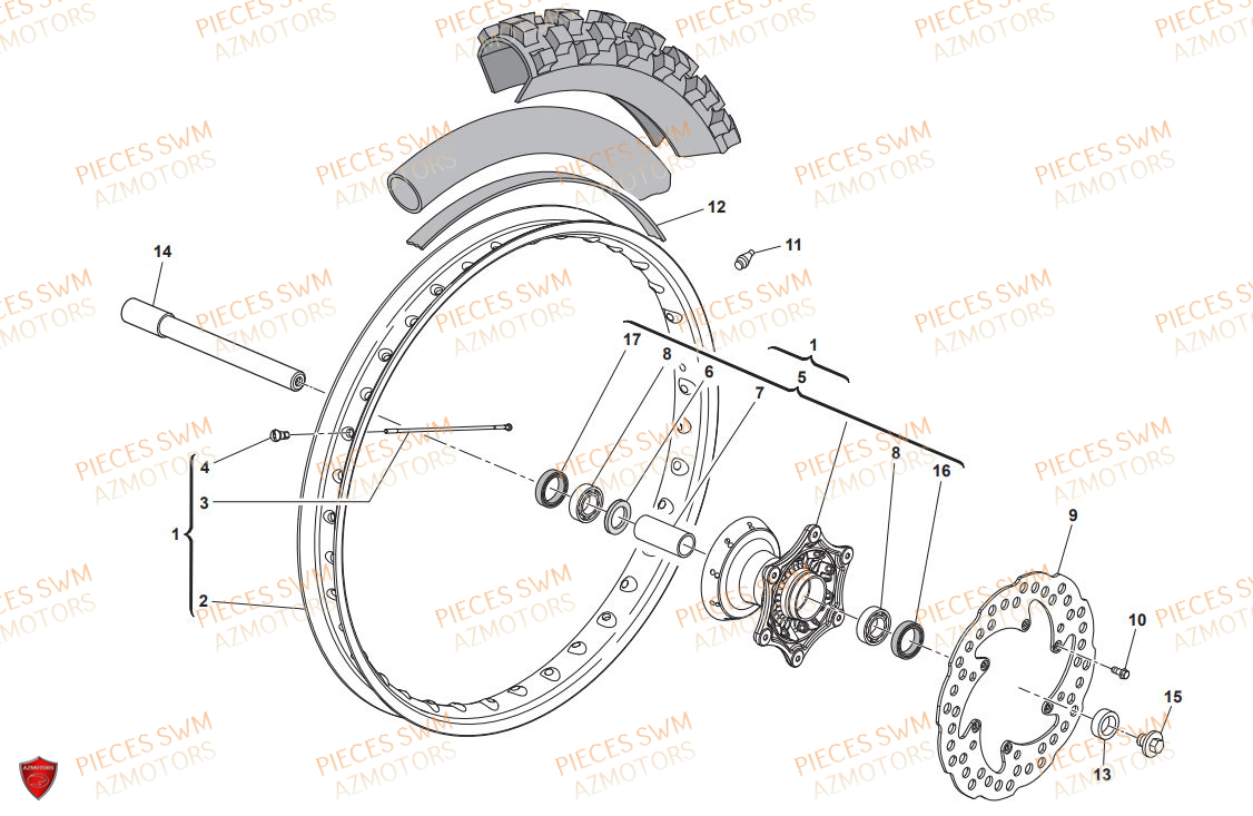 Roue Avant SWM Pieces SWM Origine RS 125R ENDURO E4(2019)
