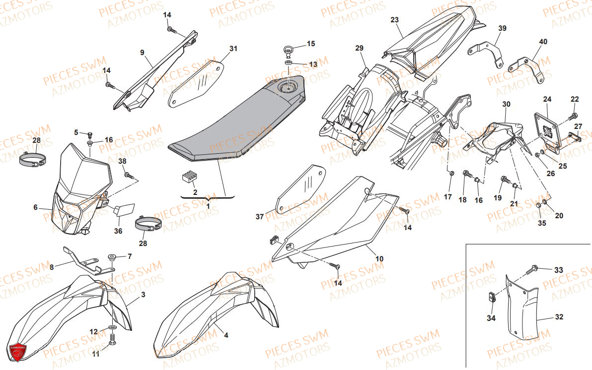 Carenages SWM Pieces SWM Origine RS 125R ENDURO E4(2020)
