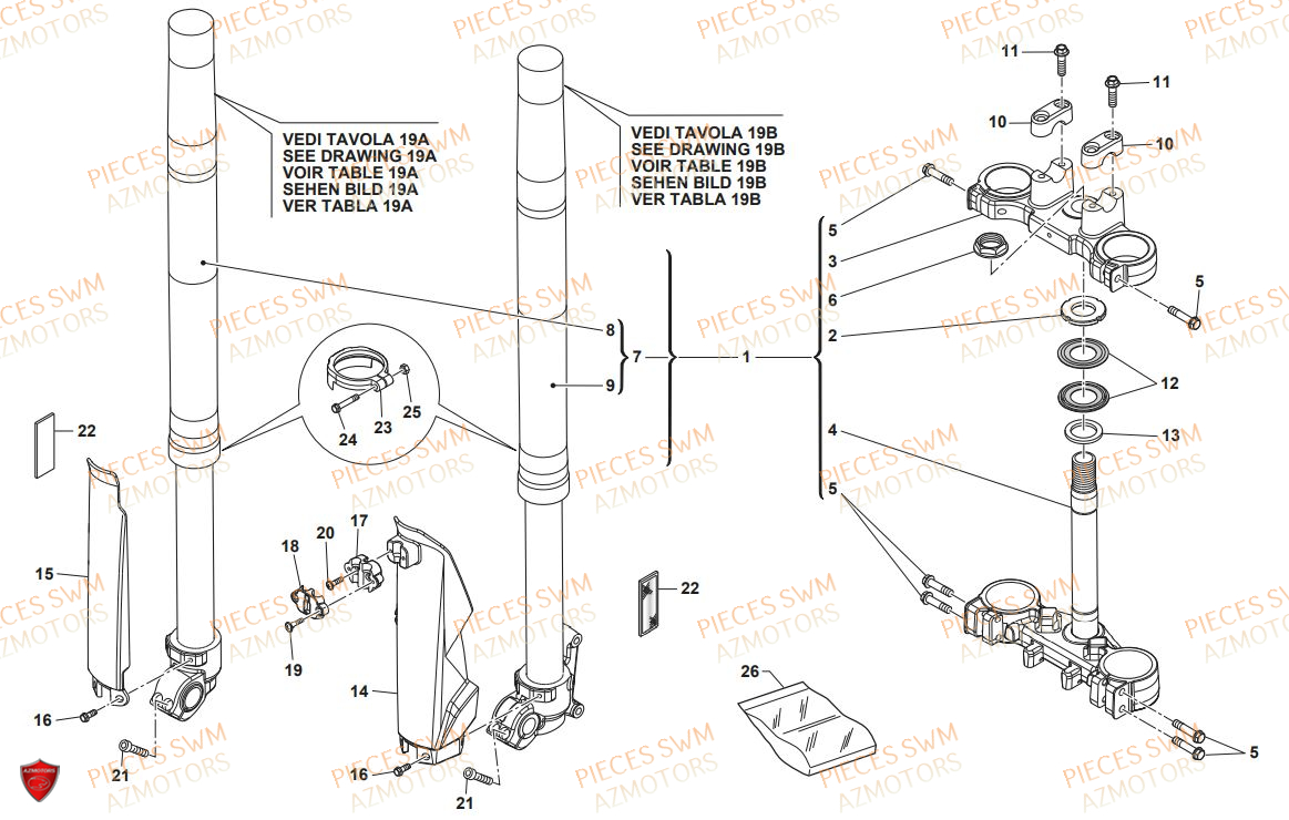 FOURCHE SWM RS 125 ENDURO 2020