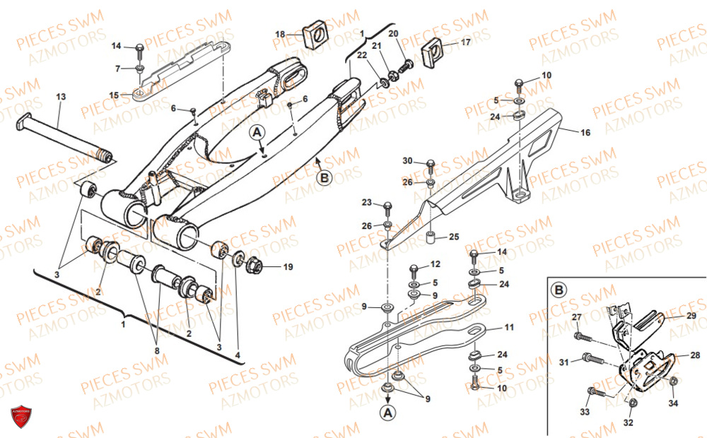 Bras Oscillant SWM Pieces SWM Origine RS 300R ENDURO (2019)