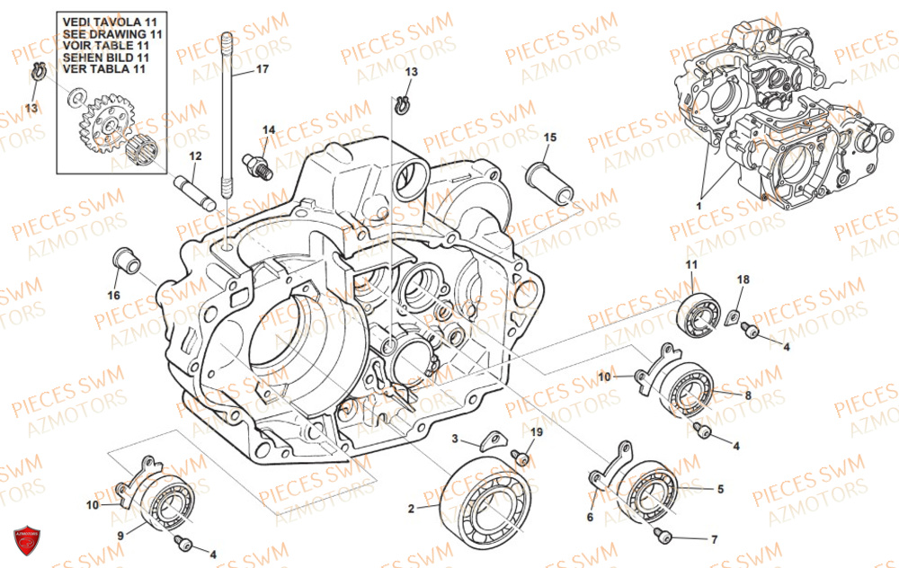 Carter Droit SWM Pieces SWM Origine RS 300R ENDURO (2019)