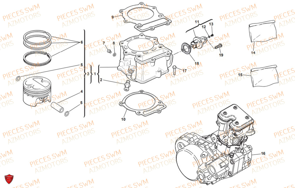 Cylindre SWM Pieces SWM Origine RS 300R ENDURO (2019)