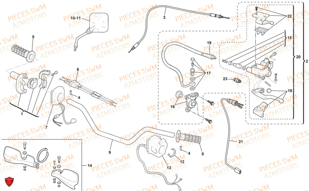 Guidon SWM Pieces SWM Origine RS 300R ENDURO (2019)