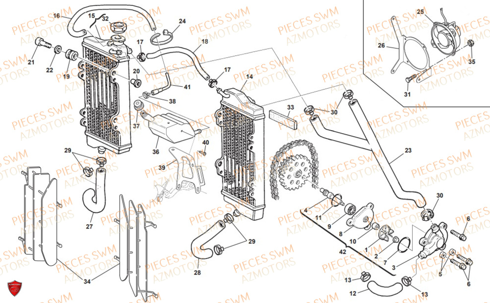 Radiateur SWM Pieces SWM Origine RS 300R ENDURO (2019)