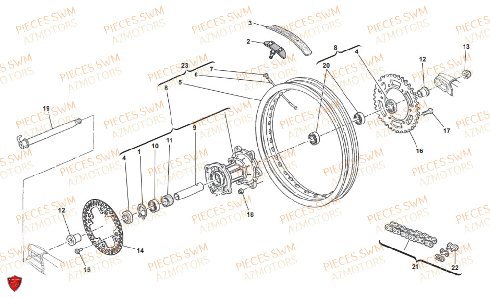 Roue Arriere SWM Pieces SWM Origine RS 300R ENDURO (2019)