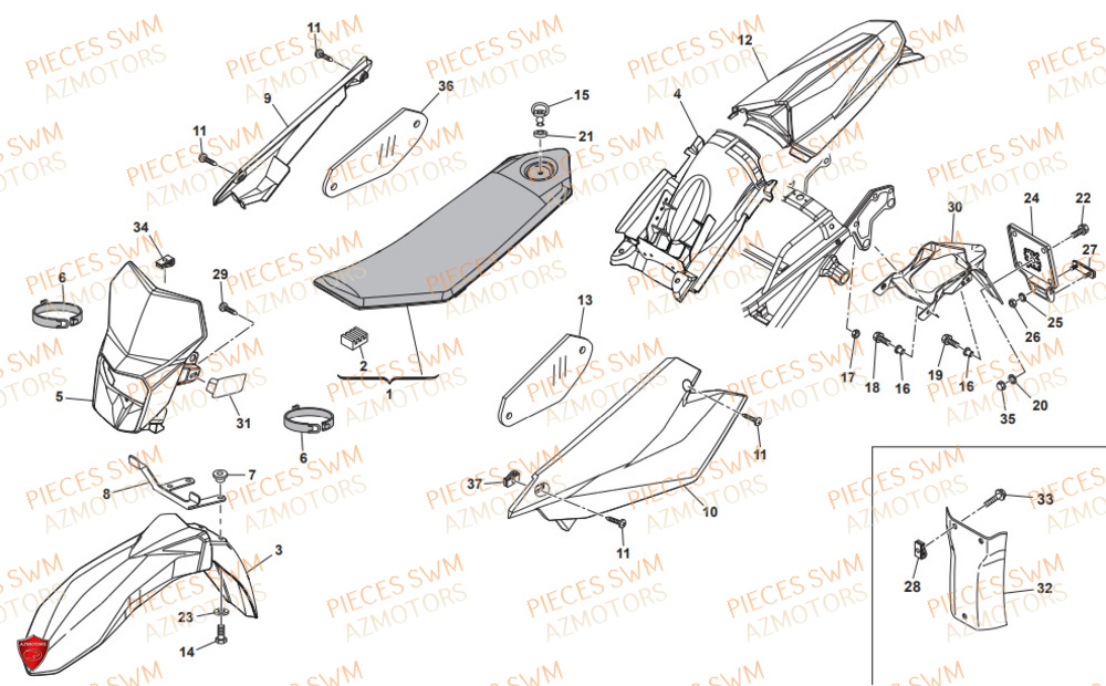 Selle SWM Pieces SWM Origine RS 300R ENDURO (2019)