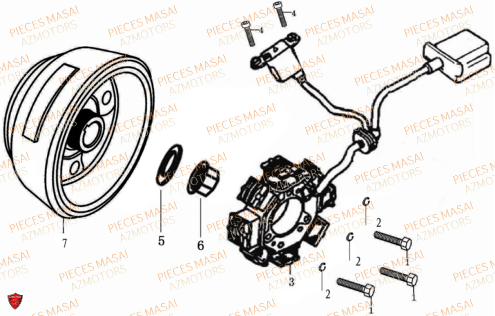 Alternateur No Serie=xxs12xxmu Etxxs12xxnu MASAI Pièces Moto SCRAMBLER 125cc 2021