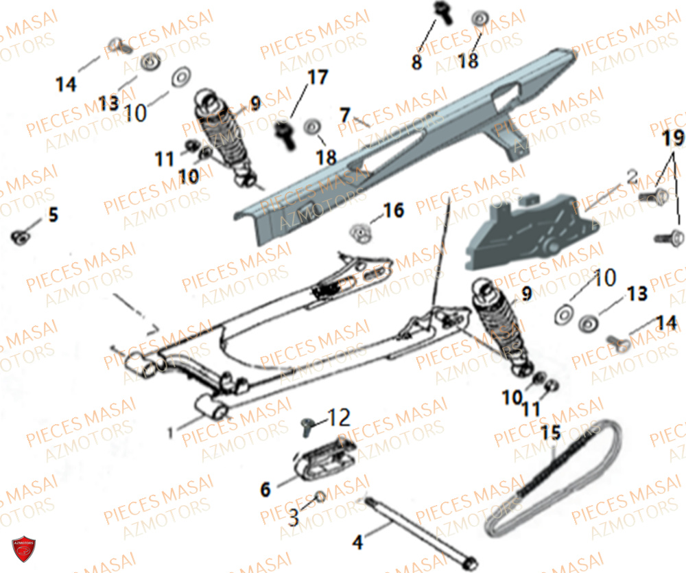 Bras Osc Susp Arr No Serie=.s12xxmu Et.s12xxnu MASAI Pièces Moto SCRAMBLER 125cc 2021