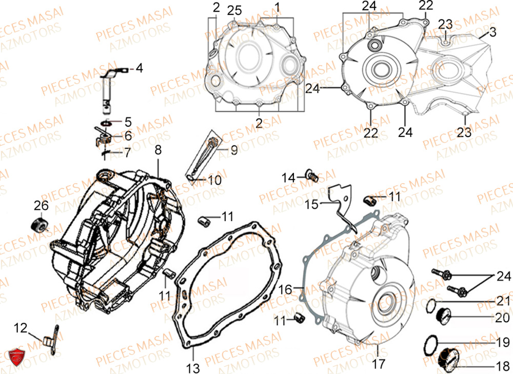 Cache Carter No Serie=xxs12xxpu MASAI Pièces Moto SCRAMBLER 125cc 2021