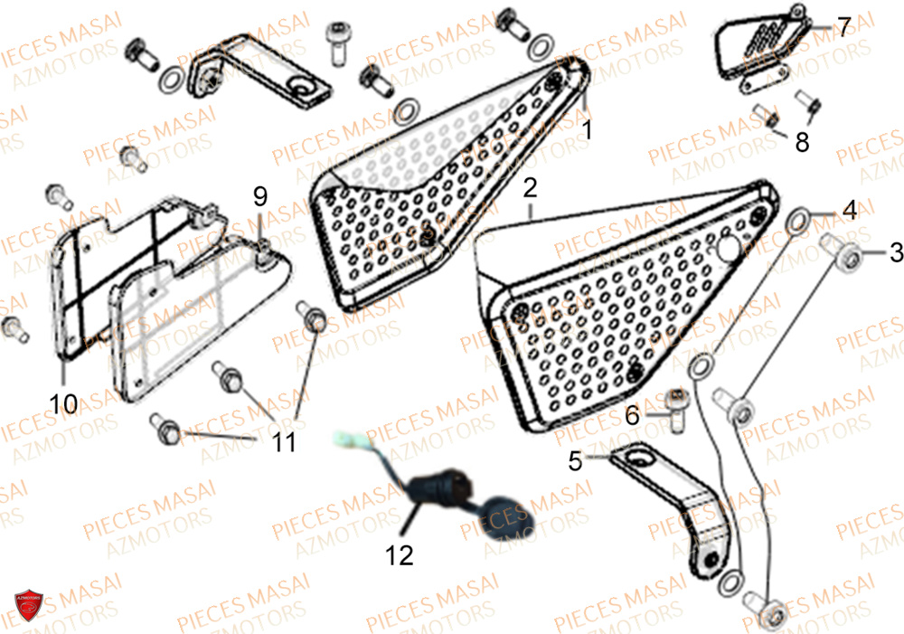 Carrosseries Laterales No Serie=xxs12xxpu MASAI Pièces Moto SCRAMBLER 125cc 2021