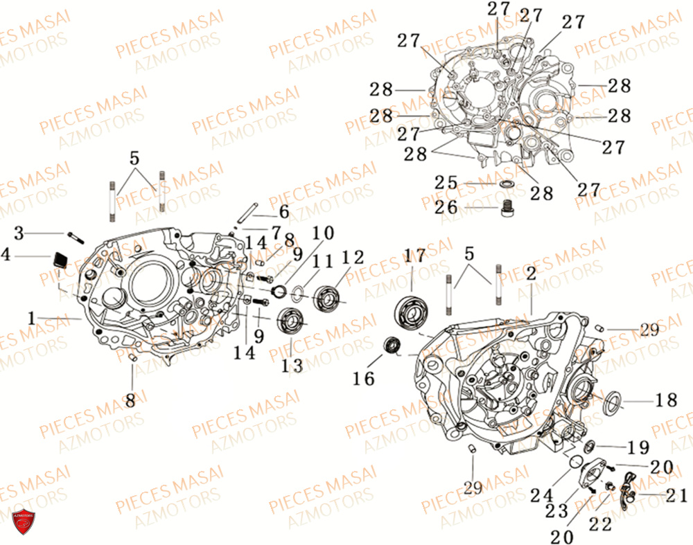 Carter Moteur No Serie=xxs12xxmu Etxxs12xxnu MASAI Pièces Moto SCRAMBLER 125cc 2021