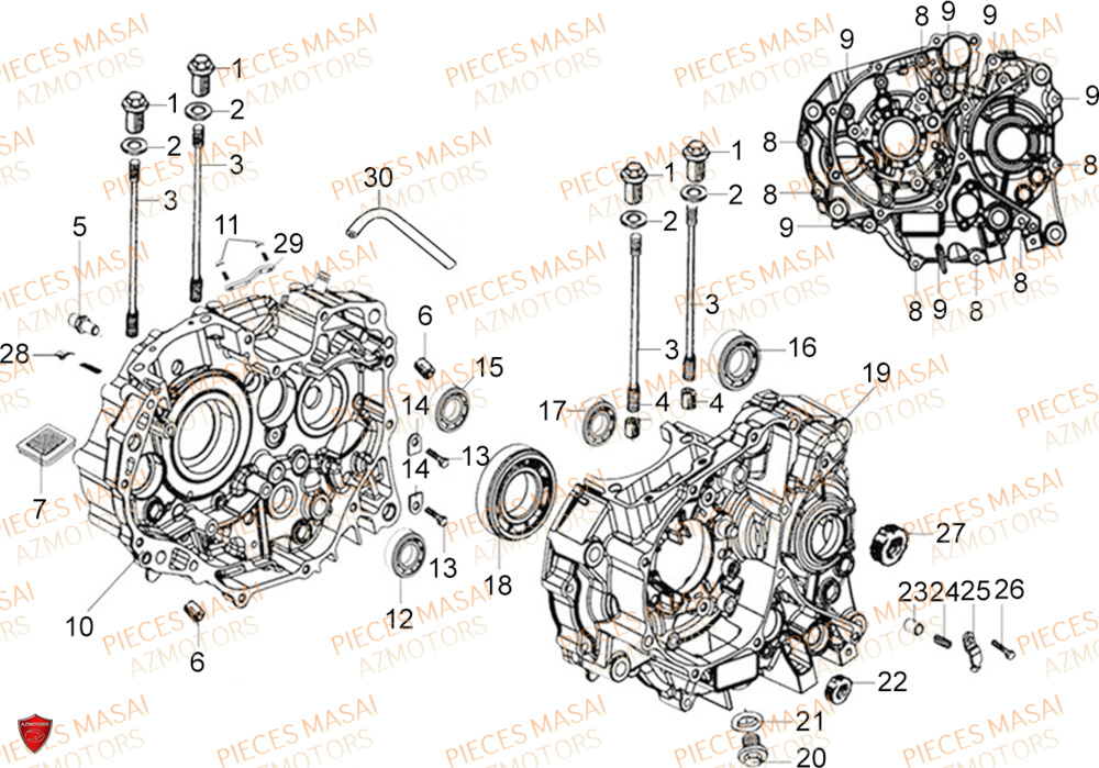 Carter Moteur No Serie=xxs12xxpu MASAI Pièces Moto SCRAMBLER 125cc 2021