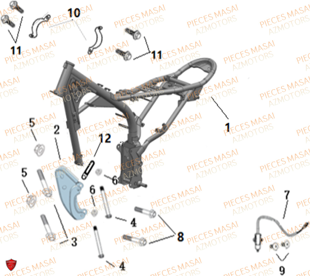 Chassis No Serie=xxs12xxmu Etxxs12xxnu MASAI Pièces Moto SCRAMBLER 125cc 2021