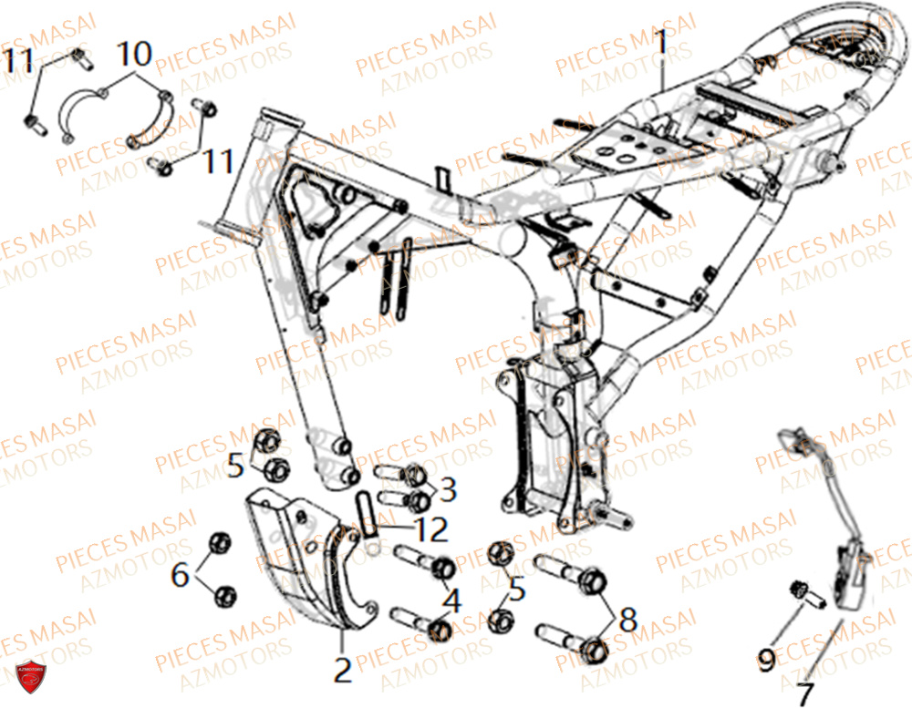 Chassis No Serie=xxs12xxpu MASAI Pièces Moto SCRAMBLER 125cc 2021