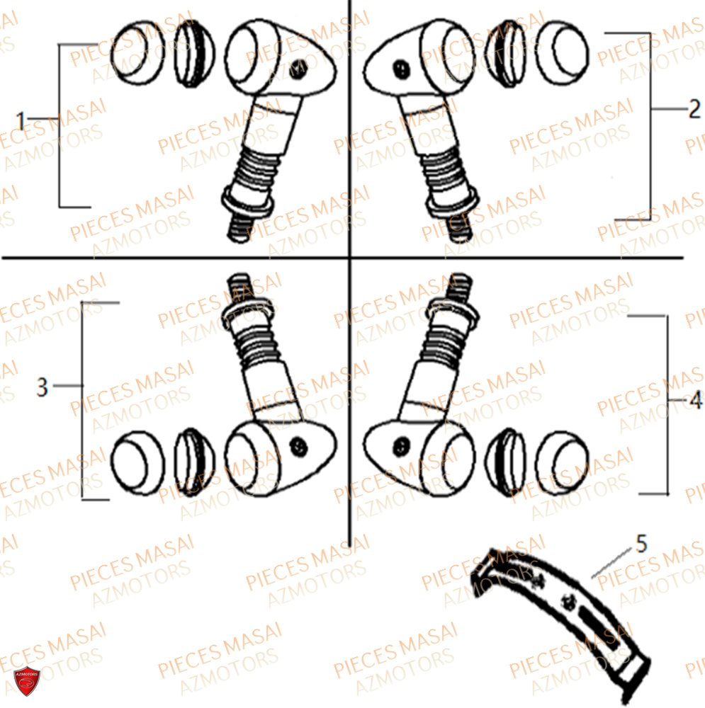 Clignotants No Serie=xxs12xxmu Etxxs12xxnu MASAI Pièces Moto SCRAMBLER 125cc 2021