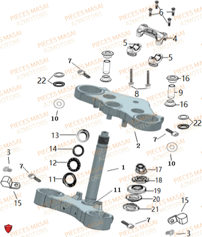 Colonne De Direction No Serie=xxs12xxpu MASAI Pièces Moto SCRAMBLER 125cc 2021