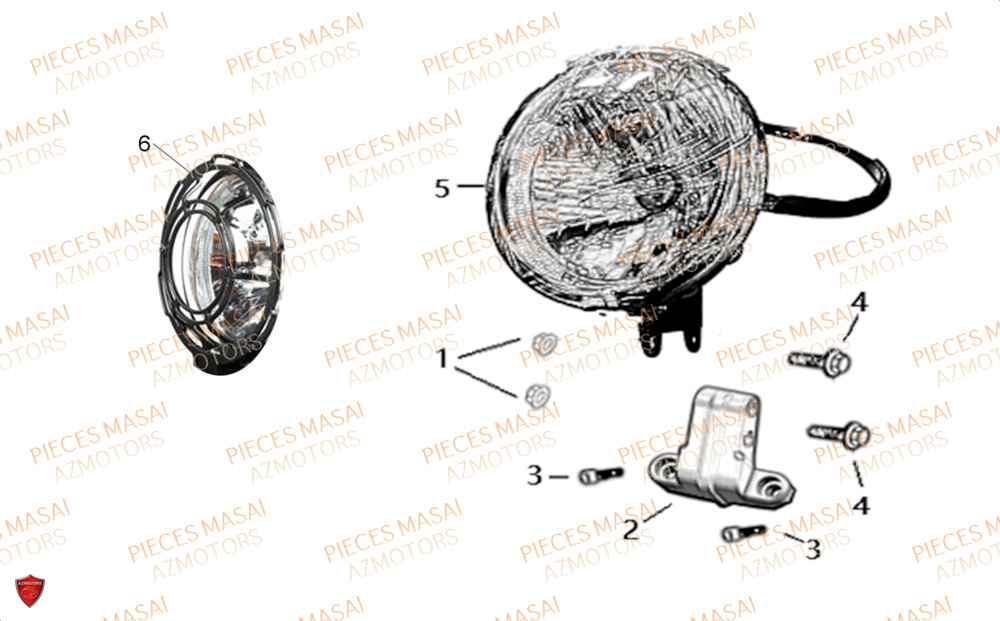 Eclairage Avant No Serie=xxs12xxpu MASAI Pièces Moto SCRAMBLER 125cc 2021