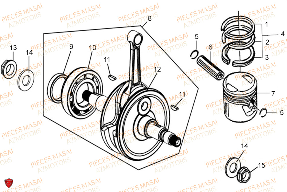 Embiellage Piston No Serie=xxs12xxpu MASAI Pièces Moto SCRAMBLER 125cc 2021