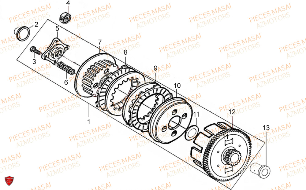 Embrayage No Serie=xxs12xxpu MASAI Pièces Moto SCRAMBLER 125cc 2021