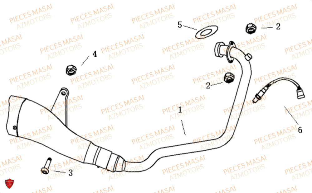 Ensemble Echappement No Serie=xxs12xxpu MASAI Pièces Moto SCRAMBLER 125cc 2021