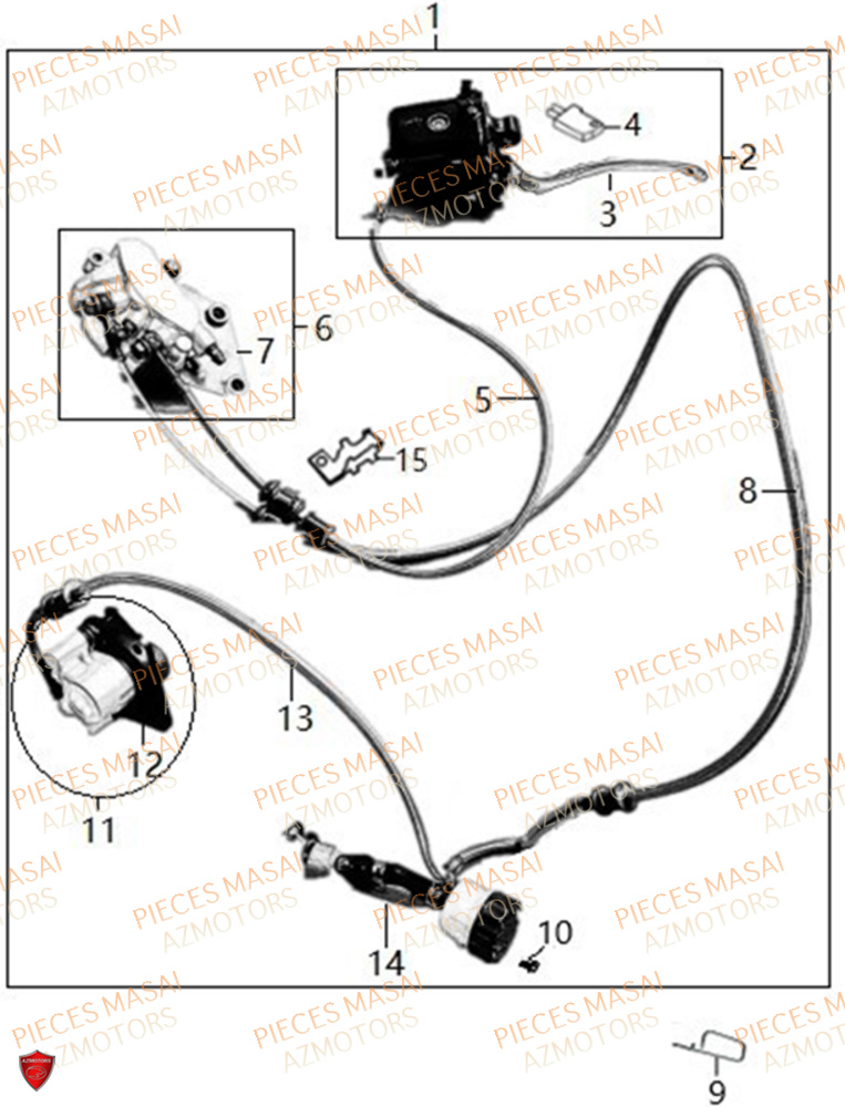 Ensemble Freinage Couple No Serie=xxs12xxpu MASAI Pièces Moto SCRAMBLER 125cc 2021