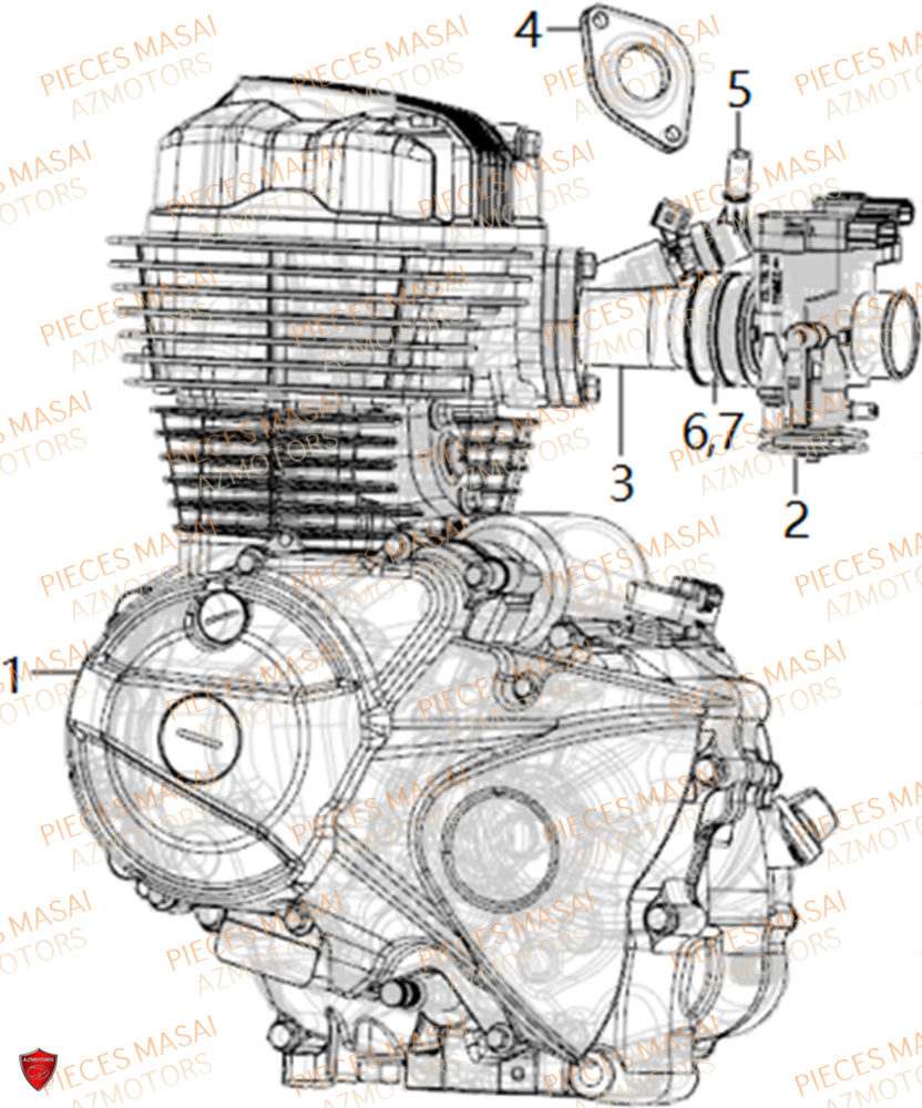 Ensemble Moteur No Serie=xxs12xxpu MASAI Pièces Moto SCRAMBLER 125cc 2021