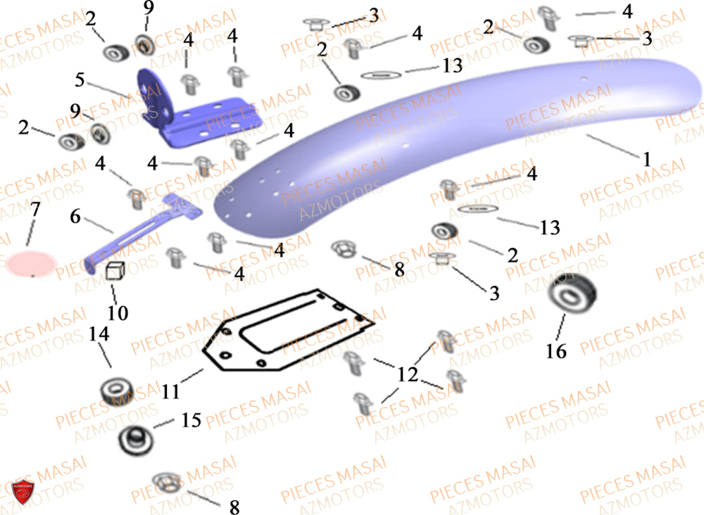 Garde Boue Arriere No Serie=xxs12xxmu Etxxs12xxnu MASAI Pièces Moto SCRAMBLER 125cc 2021