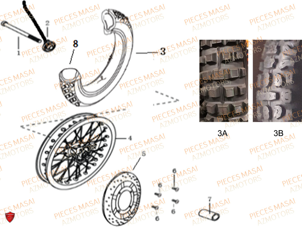 Roue Avant No Serie=xxs12xxmu Etxxs12xxnu MASAI Pièces Moto SCRAMBLER 125cc 2021