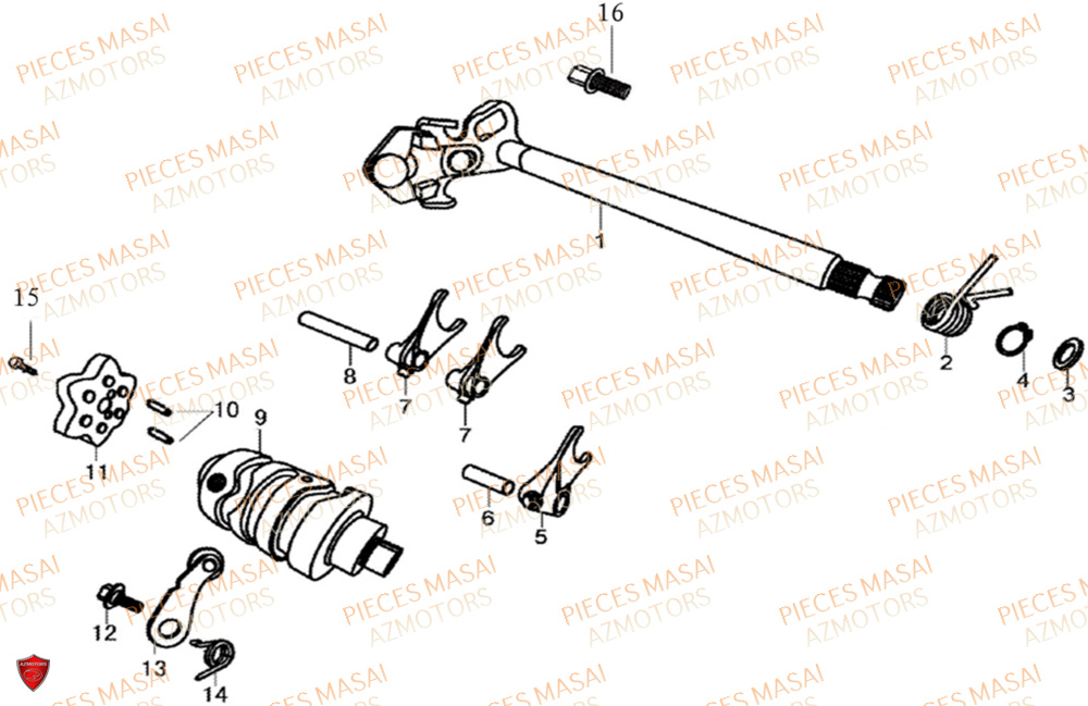 Selection Vitesses No Serie=xxs12xxmu Etxxs12xxnu MASAI Pièces Moto SCRAMBLER 125cc 2021