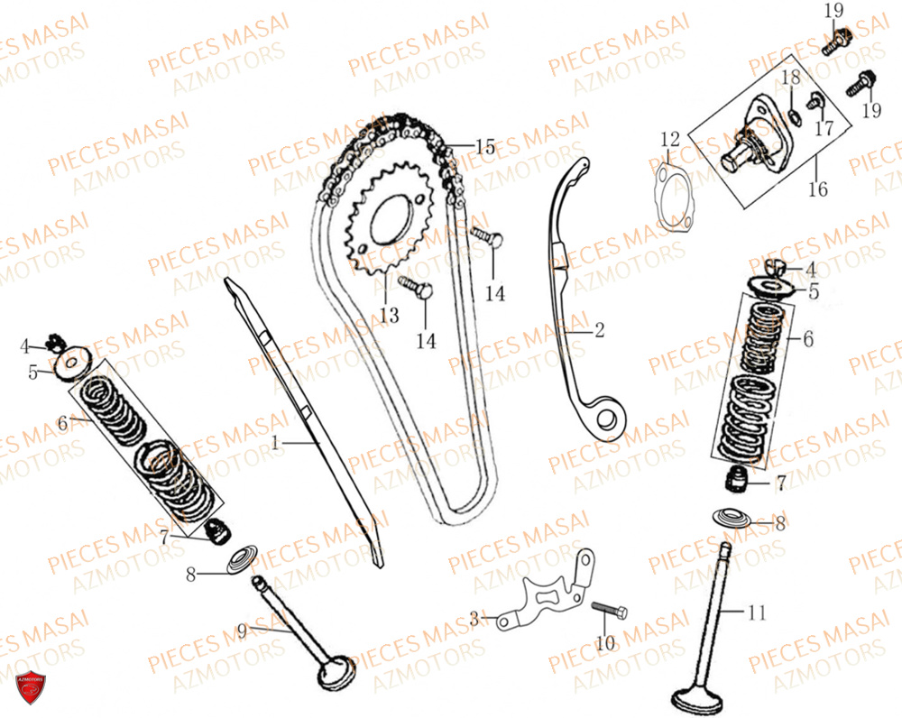 Soupapes No Serie=xxs12xxmu Etxxs12xxnu MASAI Pièces Moto SCRAMBLER 125cc 2021