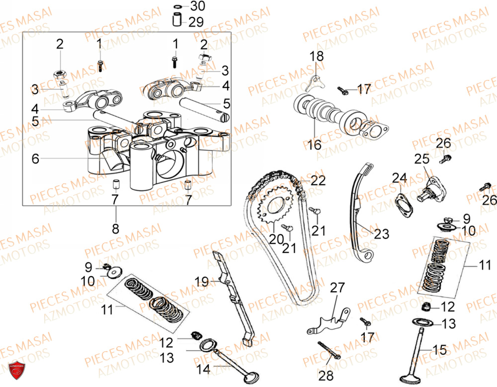 Soupapes No Serie=xxs12xxpu MASAI Pièces Moto SCRAMBLER 125cc 2021