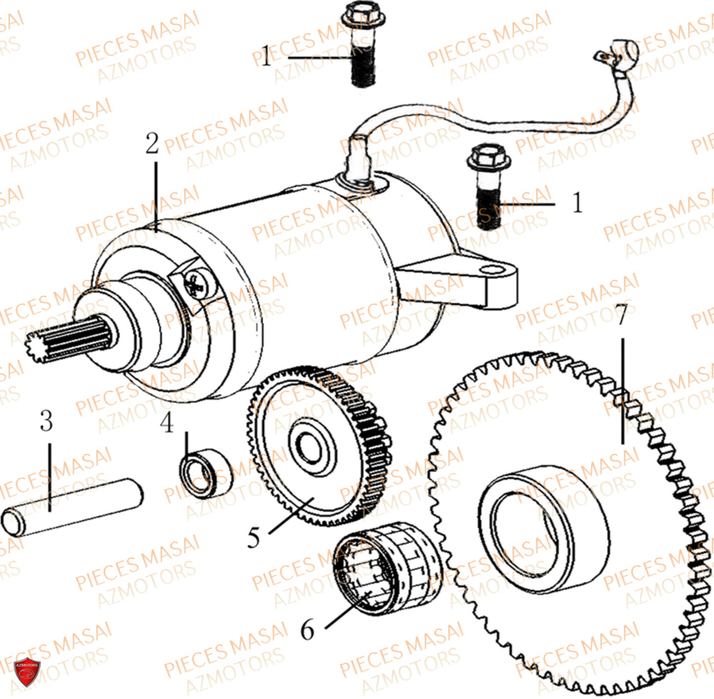 Systeme Demarrage Electrique No Serie=xxs12xxpu MASAI Pièces Moto SCRAMBLER 125cc 2021