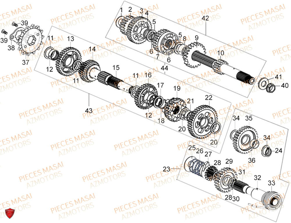 Transmission No Serie=xxs12xxpu MASAI Pièces Moto SCRAMBLER 125cc 2021