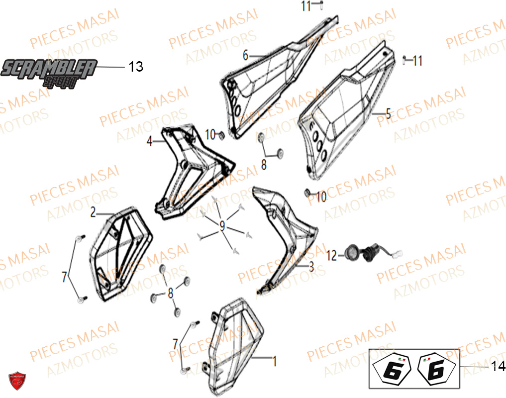 CARROSSERIES LATERALES MASAI SCRAMBLER 125 SPORT