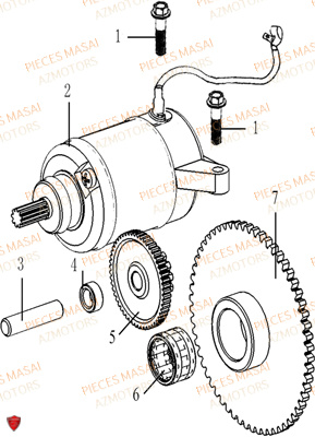 Systeme Demarrage Electrique MASAI Pièces Moto SCRAMBLER 125cc SPORT