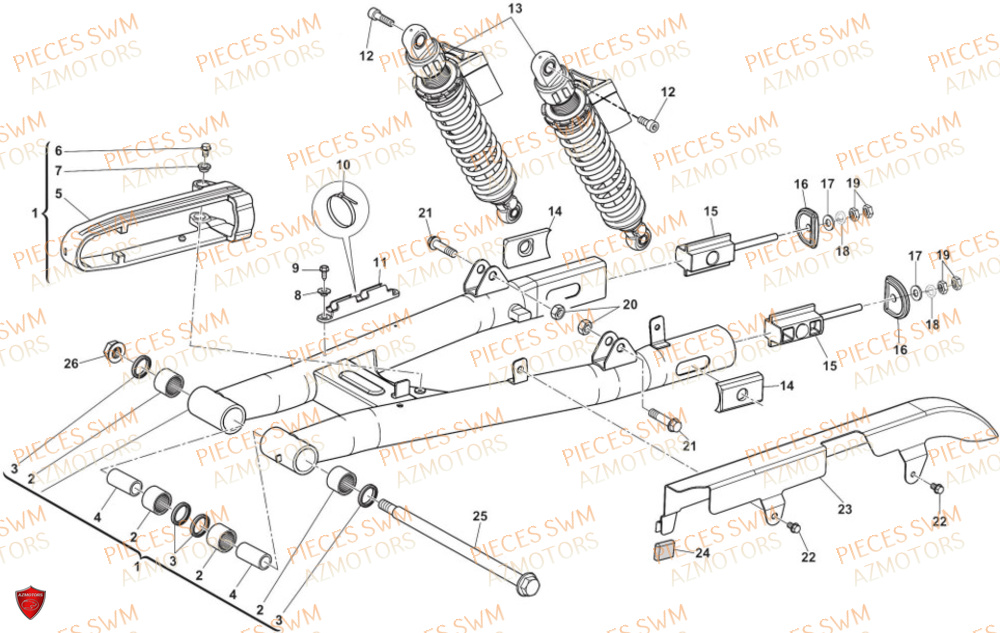 Bras Oscillant AZMOTORS Pieces SWM Origine SIX6 500 EURO 5 2023