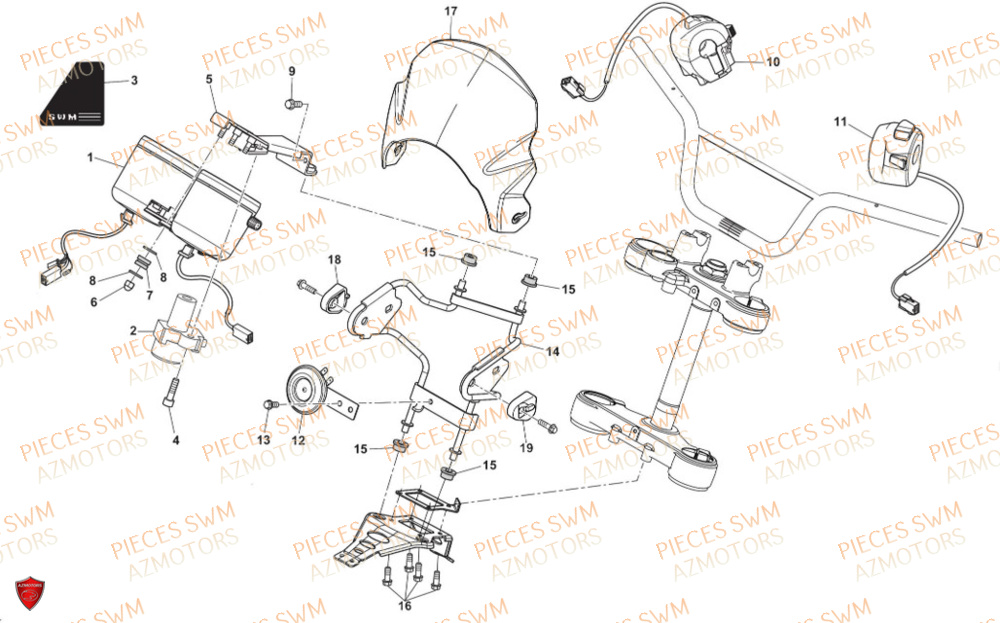 Compteur AZMOTORS Pieces SWM Origine SIX6 500 EURO 5 2023