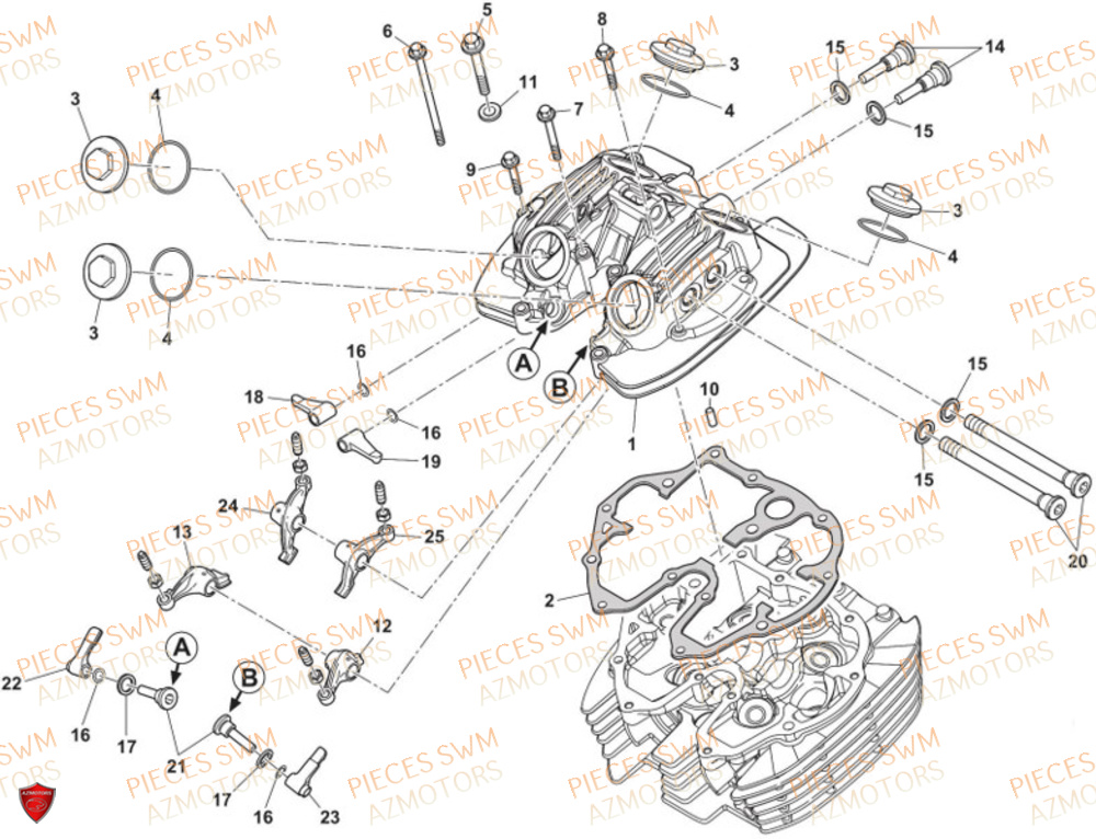 Couvre Culasse AZMOTORS Pieces SWM Origine SIX6 500 EURO 5 2023