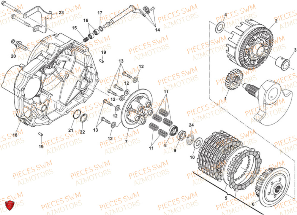 Embrayage AZMOTORS Pieces SWM Origine SIX6 500 EURO 5 2023