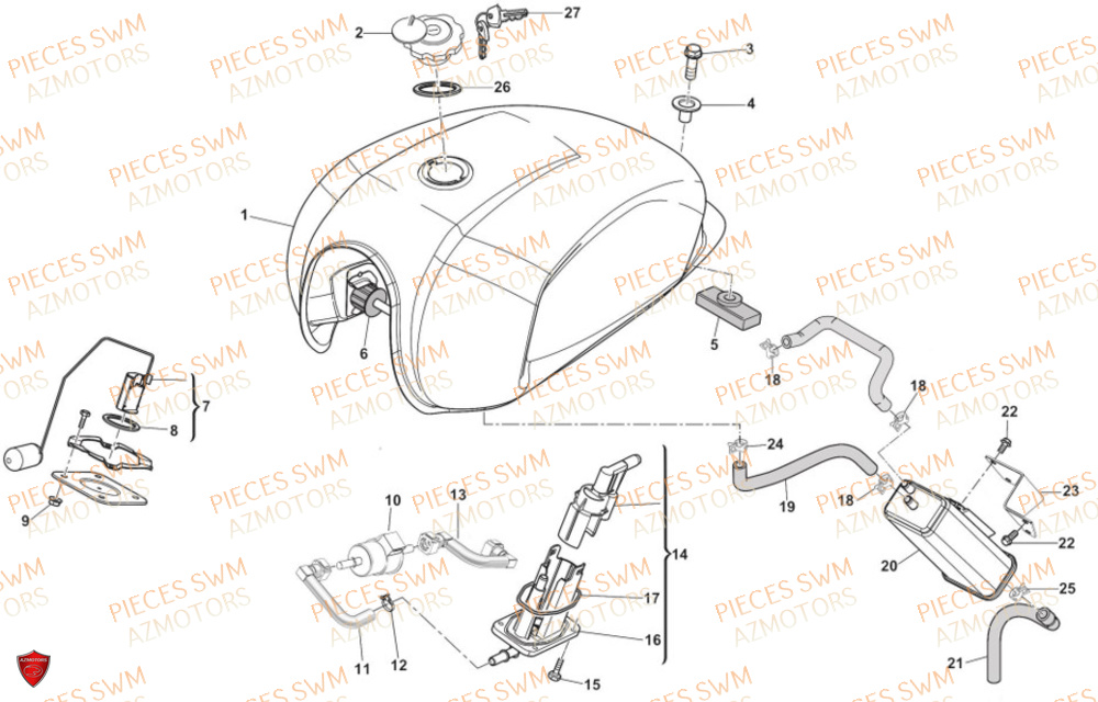 Reservoir AZMOTORS Pieces SWM Origine SIX6 500 EURO 5 2023