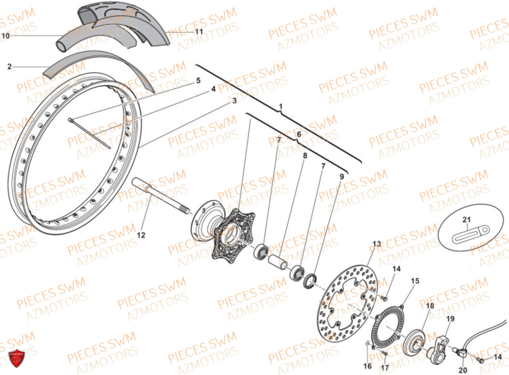 Roue Avant AZMOTORS Pieces SWM Origine SIX6 500 EURO 5 2023