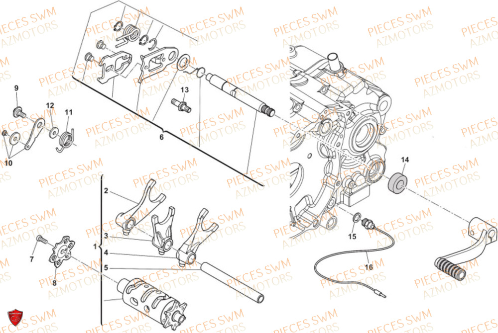 Selecteur De Vitesses AZMOTORS Pieces SWM Origine SIX6 500 EURO 5 2023